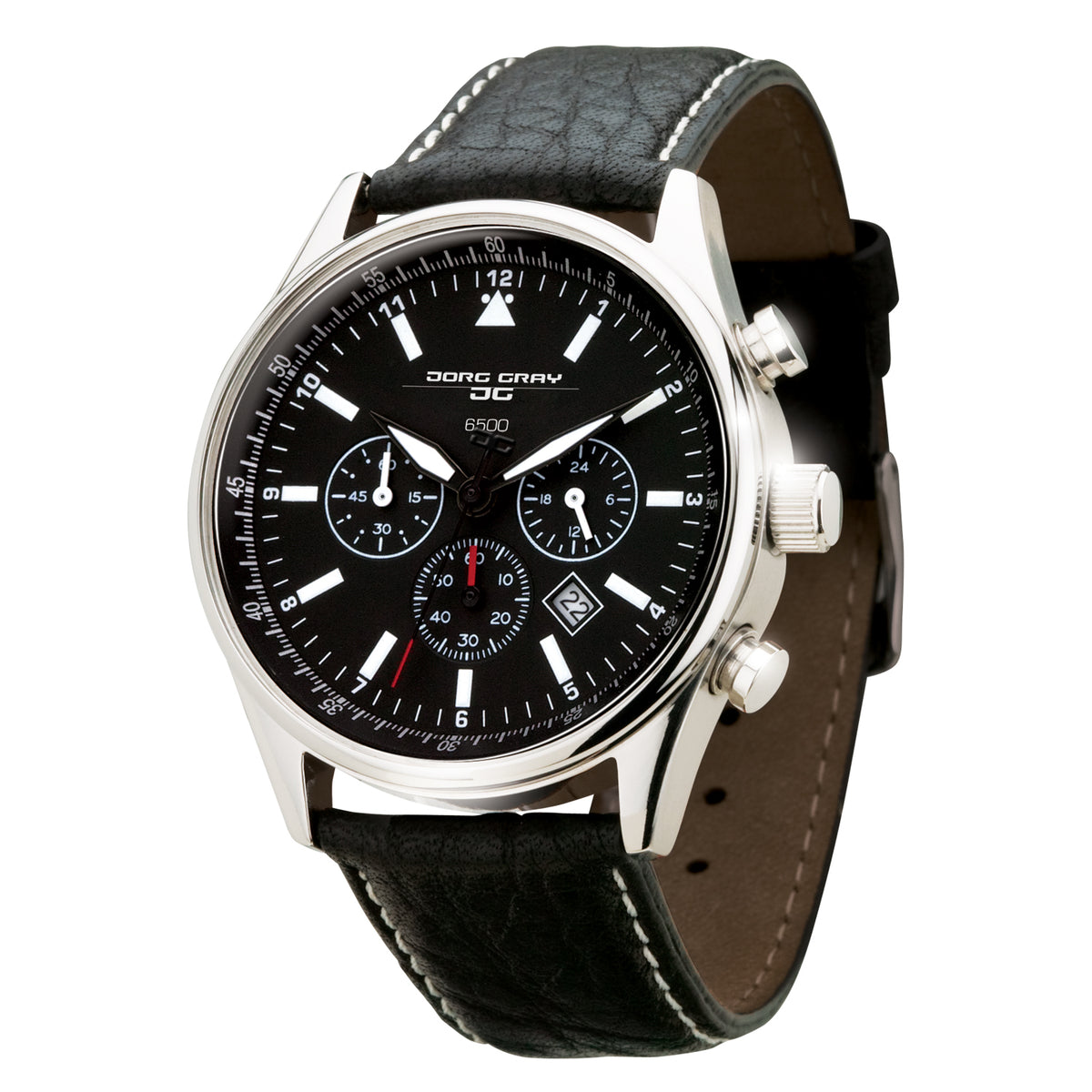 機能クロノグラフ日付表示Jorg Gray ヨーググレイ 腕時計 JG6500 ブラック メンズ
